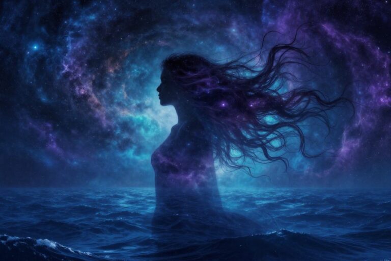 Ethereal woman meditating for a 30 minute advanced meditation journey